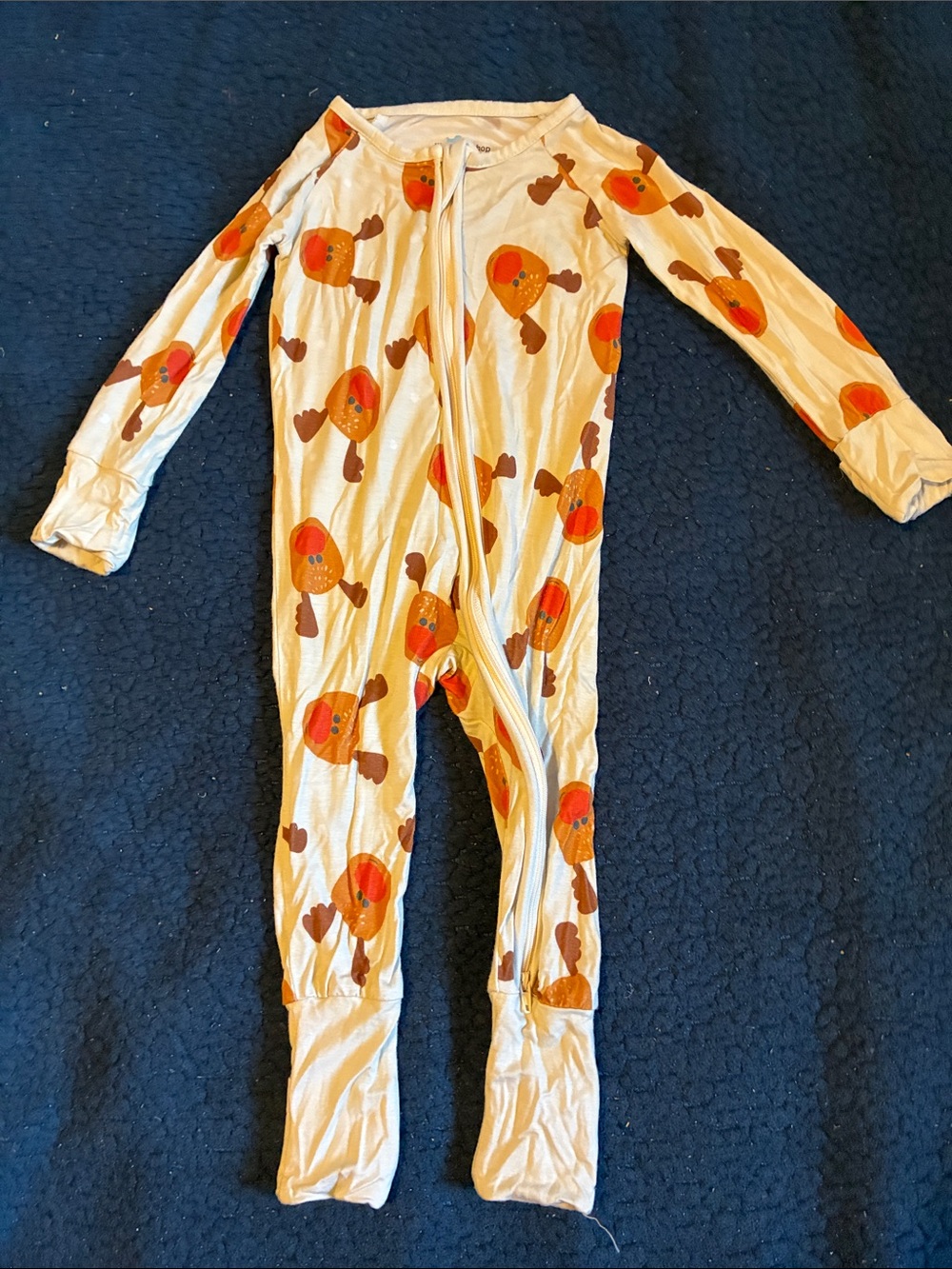 Little one shop Cream Footed One-Piece Pajamas with orange deer Print
